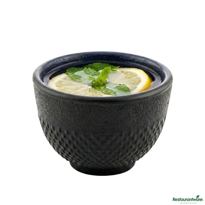 Wholesale Restaurantware Tetsubin 5 Oz Round Black Cast Iron Tea Cup - 3 1/4" X 3 1/4" X 2 1/4"- Bulk