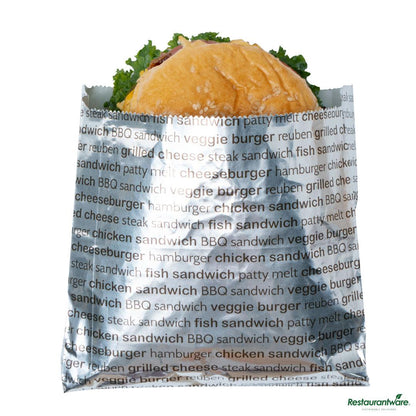 Wholesale Restaurantware Paper Printed Burger Foil Bag - 5.9"×1.2"×6.5"- Bulk