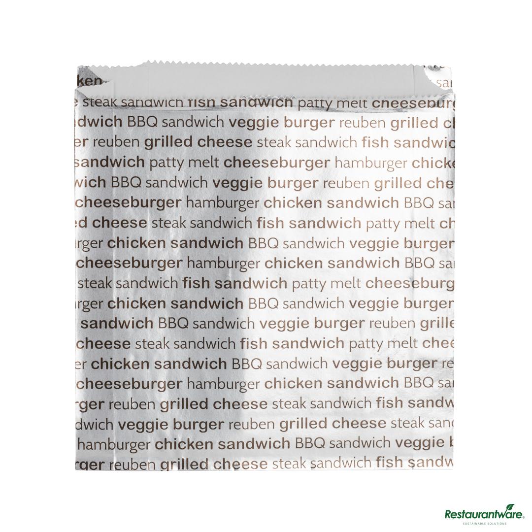 Wholesale Restaurantware Paper Printed Burger Foil Bag - 5.9"×1.2"×6.5"- Bulk