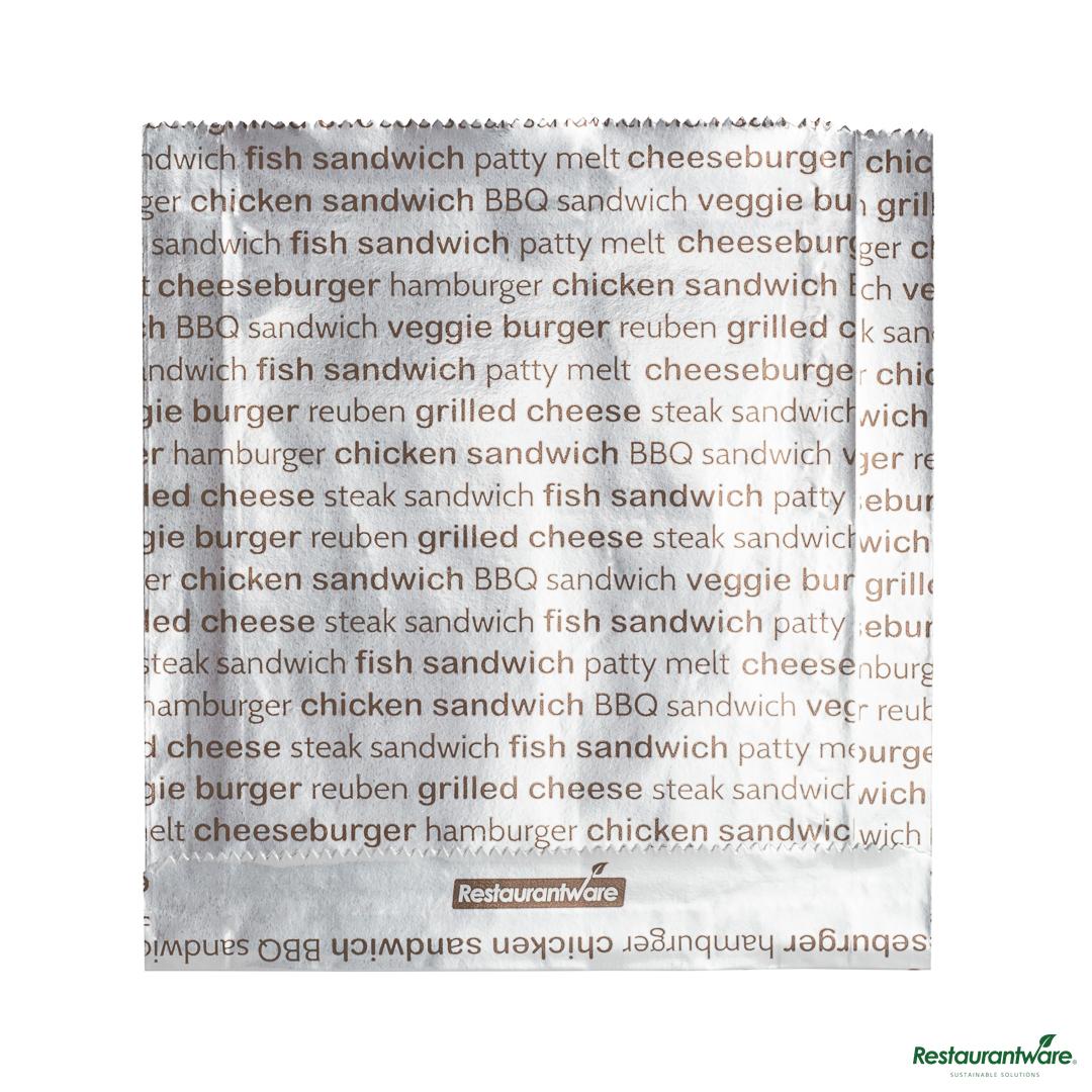Wholesale Restaurantware Paper Printed Burger Foil Bag - 5.9"×1.2"×6.5"- Bulk