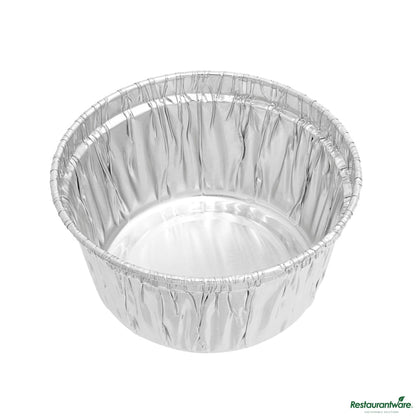 Wholesale Restaurantware 4 Oz Round Silver Aluminum Ramekin / Portion Cup - 3.1" X 3.1" X 2"- Bulk