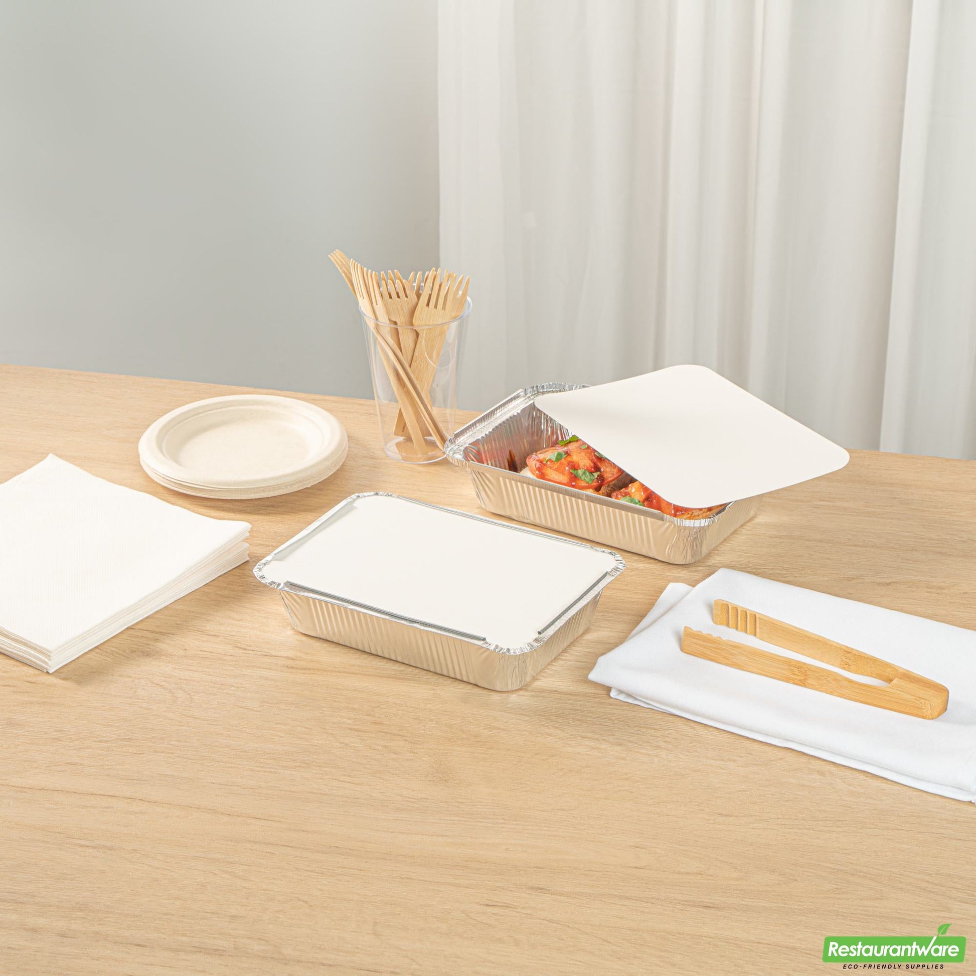 Wholesale Restaurantware Oblong White Foil-Laminated Board Lid - Fits 2 1/4 Lb Container - 8.4" X 6" X 0.01"- Bulk