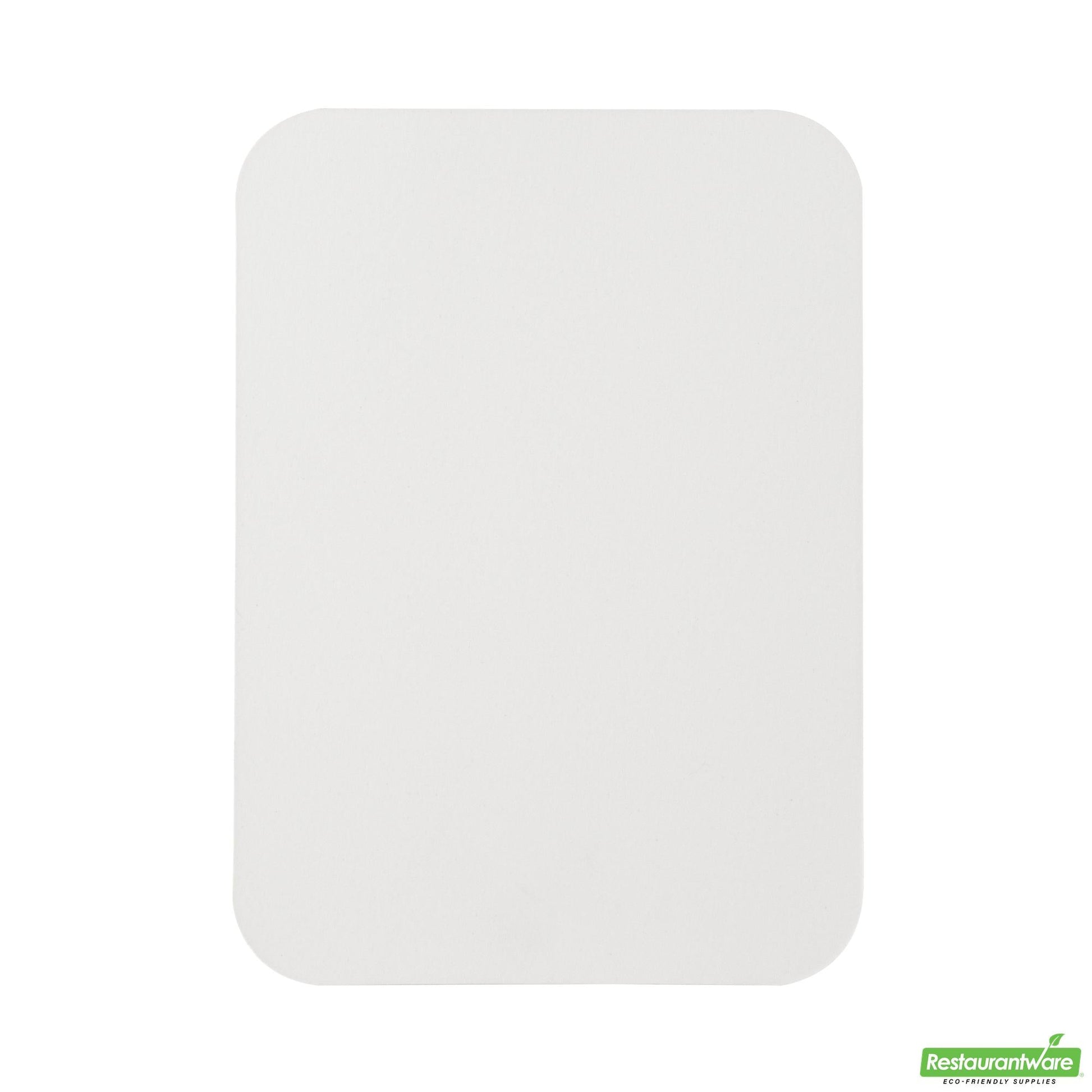 Wholesale Restaurantware Oblong White Foil-Laminated Board Lid - Fits 5 Lb Container - 9.5" X 6.9" X 0.01"- Bulk