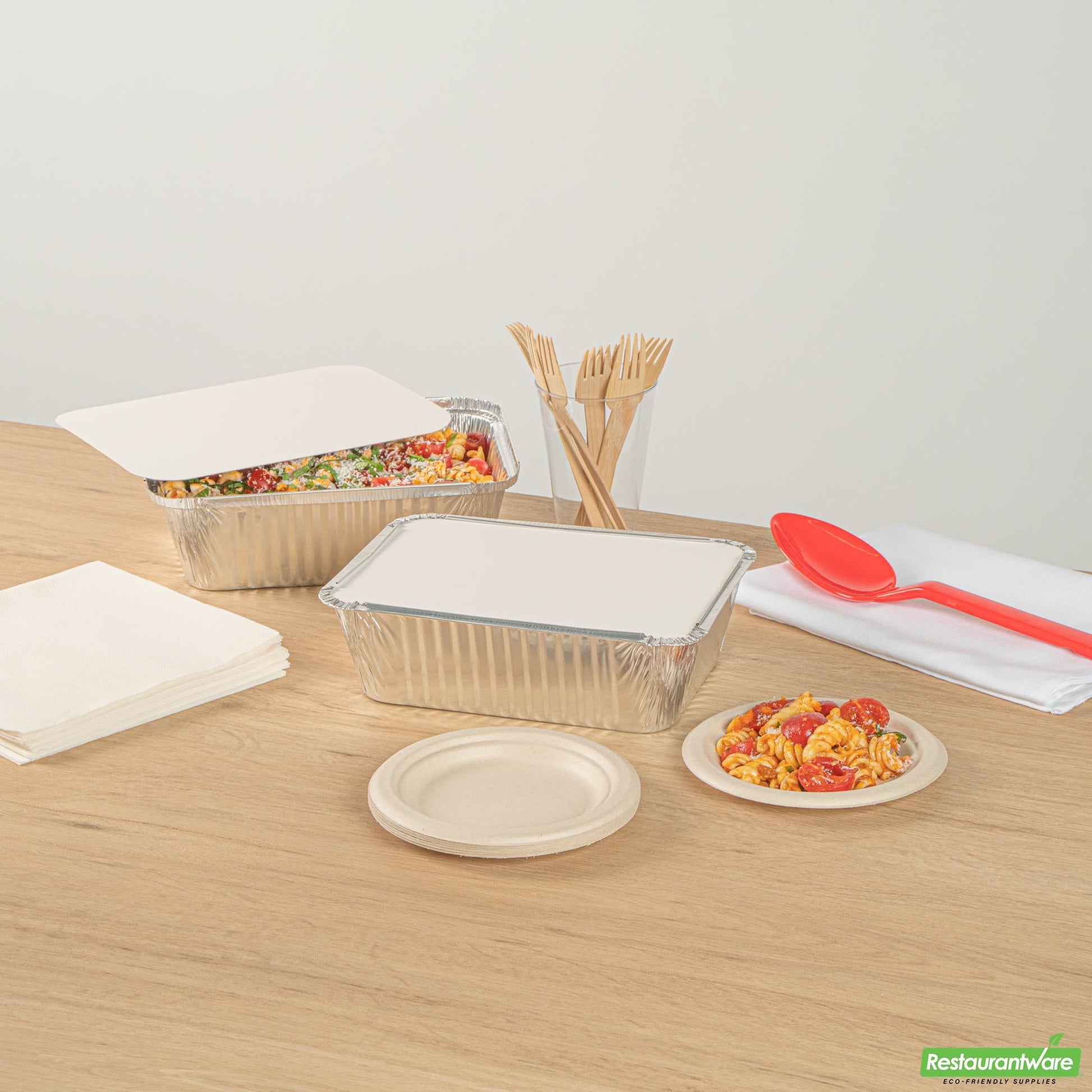 Wholesale Restaurantware Oblong White Foil-Laminated Board Lid - Fits 5 Lb Container - 9.5" X 6.9" X 0.01"- Bulk
