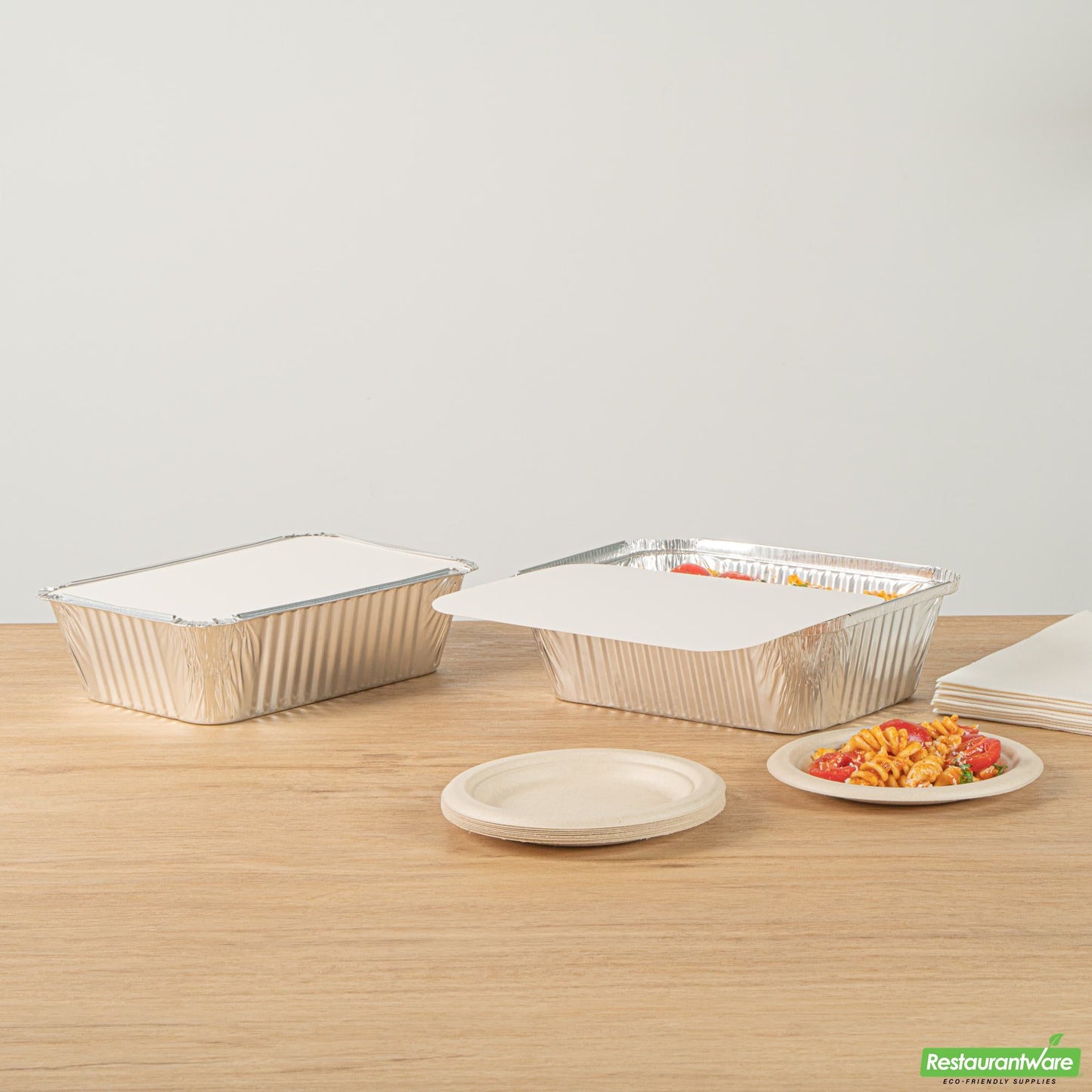 Wholesale Restaurantware Oblong White Foil-Laminated Board Lid - Fits 5 Lb Container - 9.5" X 6.9" X 0.01"- Bulk
