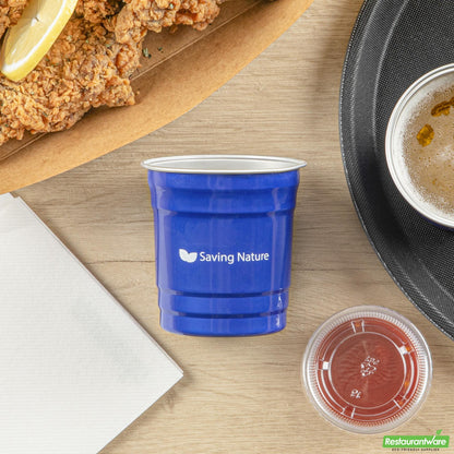 Wholesale Restaurantware Saving Nature 10 Oz Blue Aluminum Drinking Cup - 3.5" X 3.5" X 3.1"- Bulk
