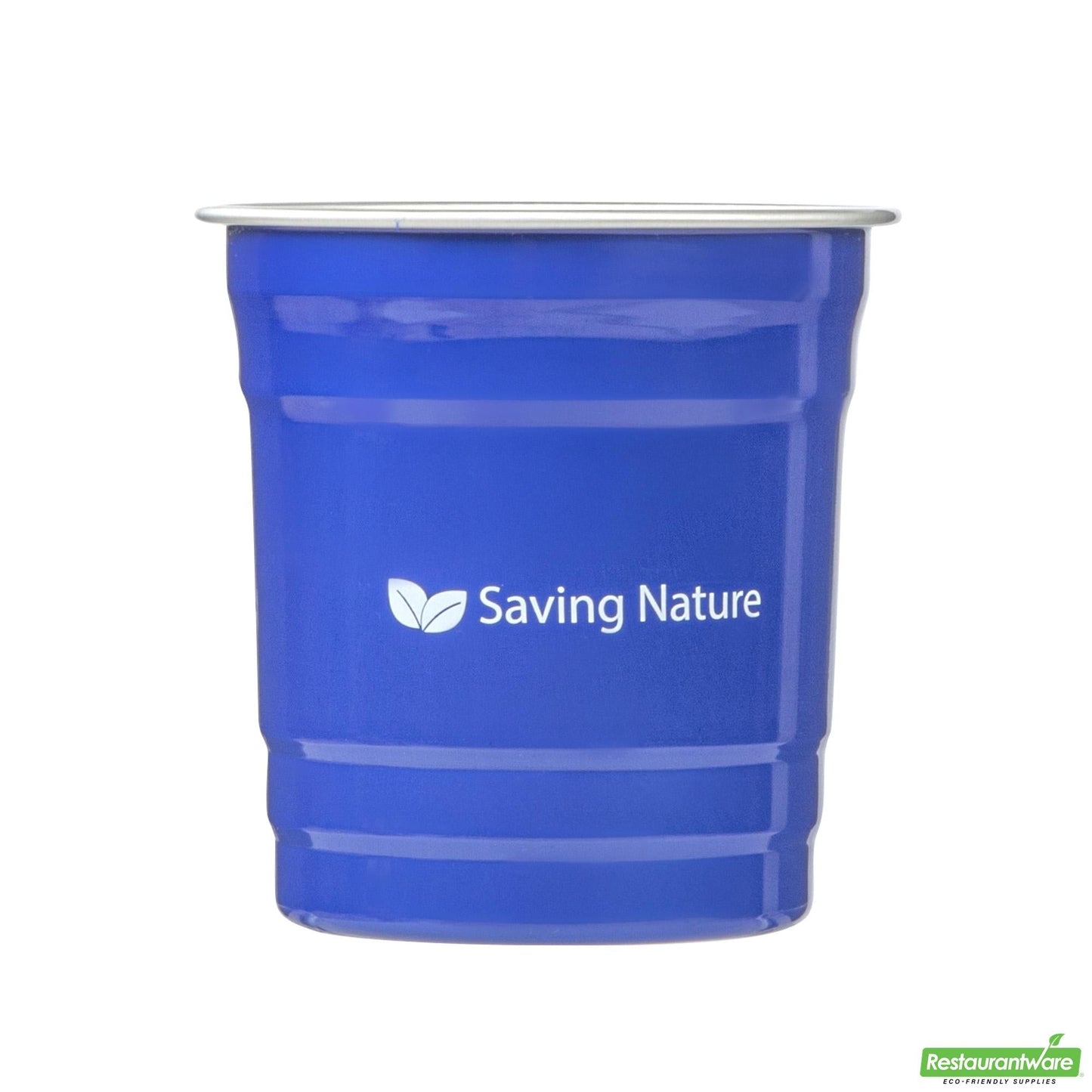 Wholesale Restaurantware Saving Nature 10 Oz Blue Aluminum Drinking Cup - 3.5" X 3.5" X 3.1"- Bulk