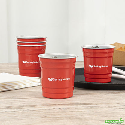 Wholesale Restaurantware Saving Nature 10 Oz Red Aluminum Drinking Cup - 3.5" X 3.5" X 3.1"- Bulk