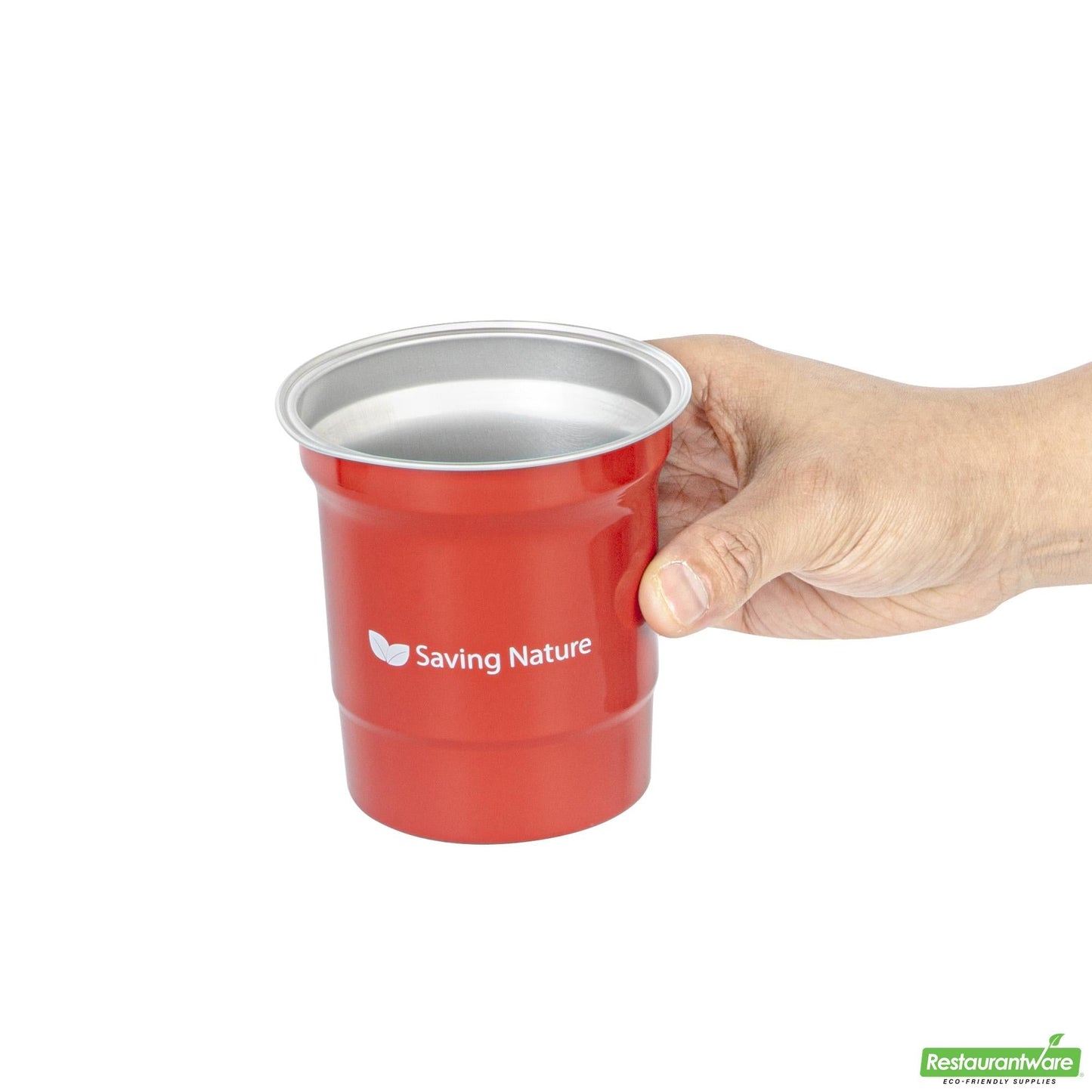 Wholesale Restaurantware Saving Nature 10 Oz Red Aluminum Drinking Cup - 3.5" X 3.5" X 3.1"- Bulk