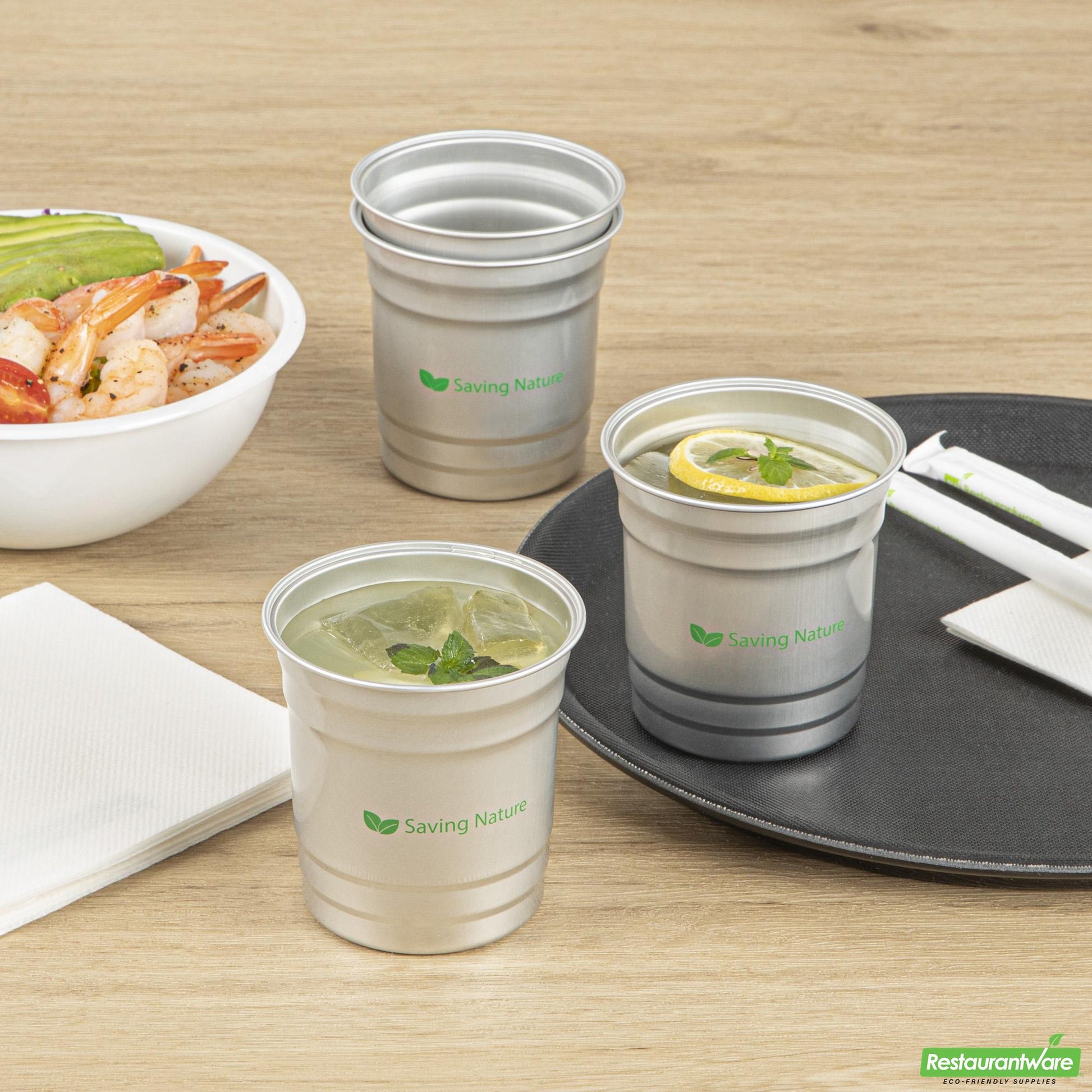 Wholesale Restaurantware Saving Nature 10 Oz Aluminum Drinking Cup - 3.5" X 3.5" X 3.1"- Bulk