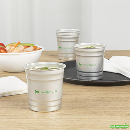 Wholesale Restaurantware Saving Nature 10 Oz Aluminum Drinking Cup - 3.5" X 3.5" X 3.1"- Bulk