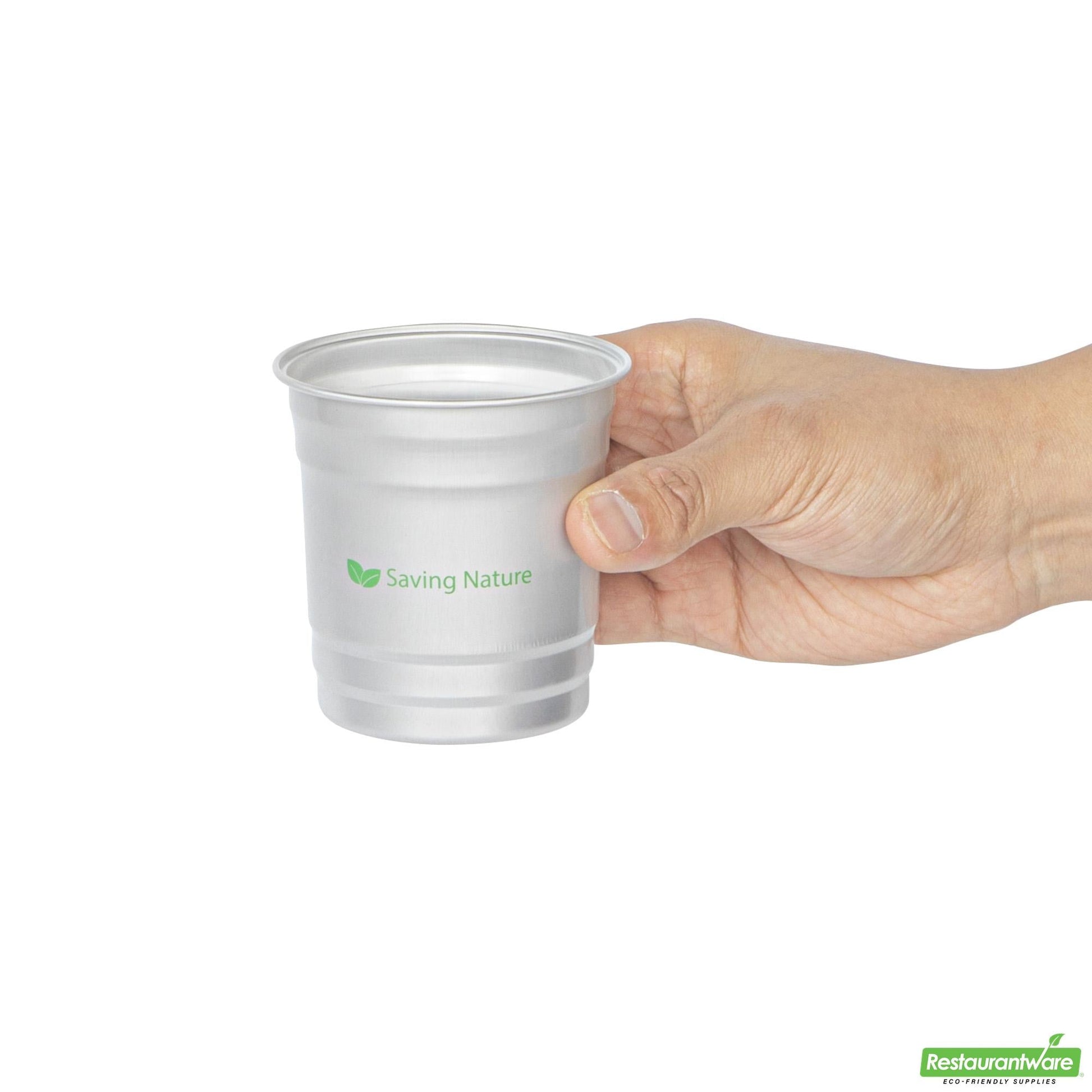 Wholesale Restaurantware Saving Nature 10 Oz Aluminum Drinking Cup - 3.5" X 3.5" X 3.1"- Bulk