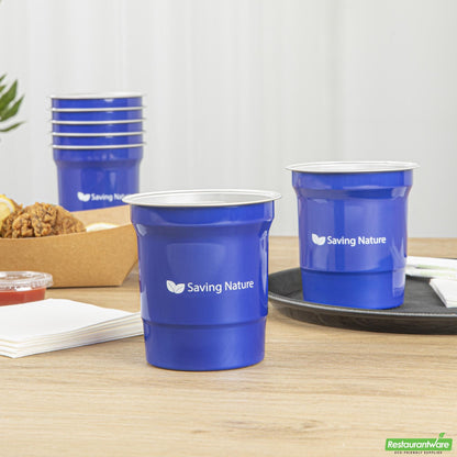 Wholesale Restaurantware Saving Nature 16 Oz Blue Aluminum Drinking Cup - 3.9" X 3.9" X 4.1"- Bulk
