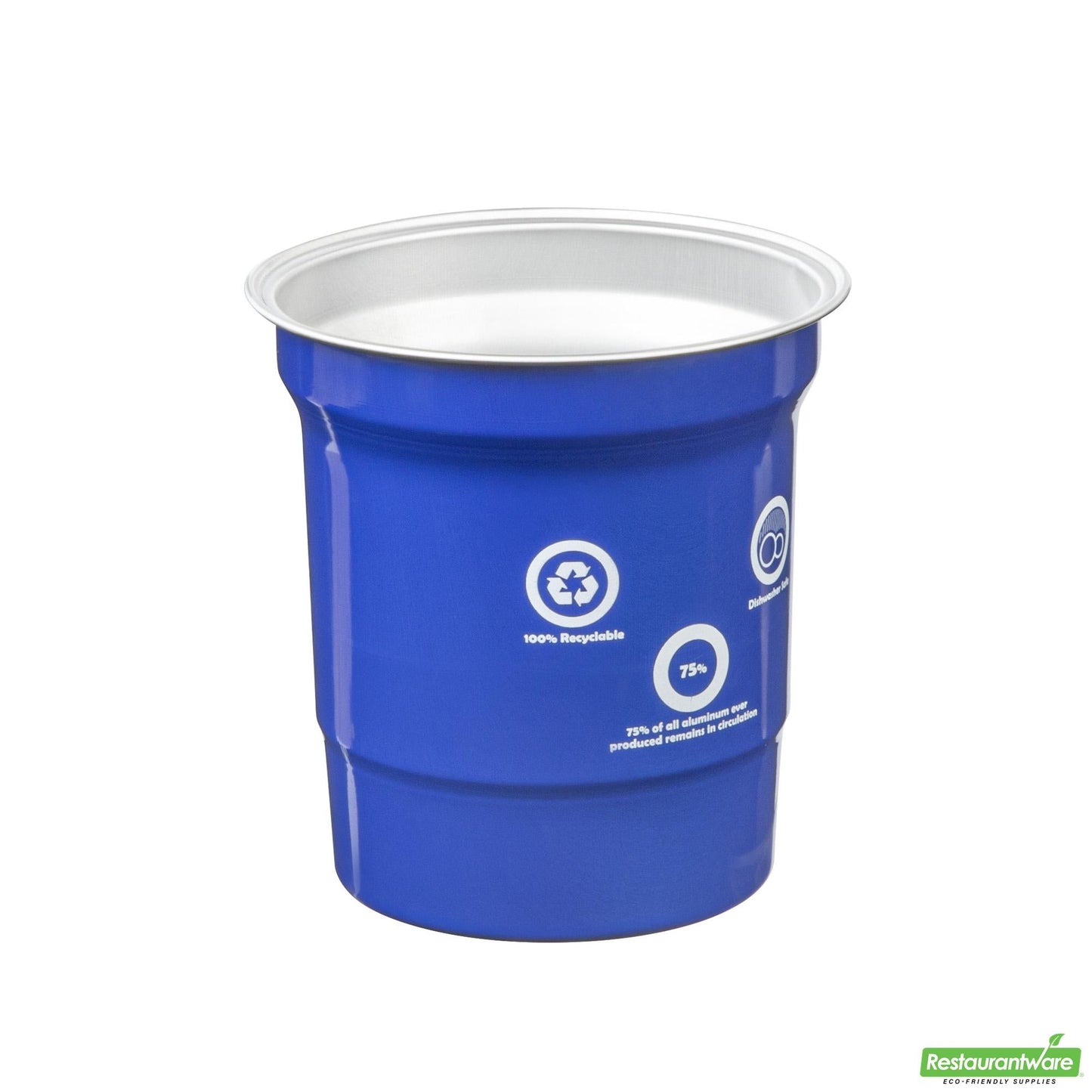 Wholesale Restaurantware Saving Nature 16 Oz Blue Aluminum Drinking Cup - 3.9" X 3.9" X 4.1"- Bulk