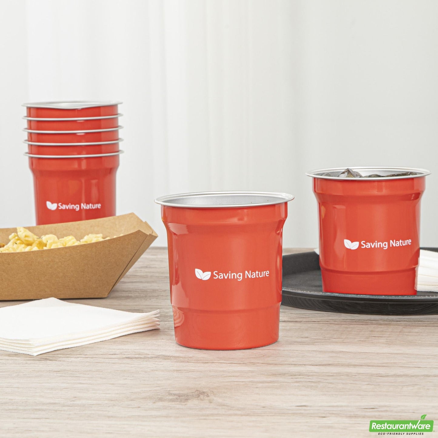 Wholesale Restaurantware Saving Nature 16 Oz Red Aluminum Drinking Cup - 3.9" X 3.9" X 4.1"- Bulk