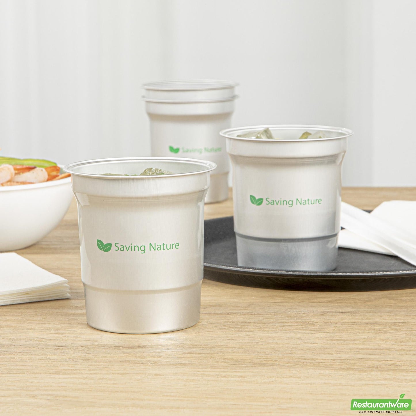 Wholesale Restaurantware Saving Nature 16 Oz Aluminum Drinking Cup - 3.9" X 3.9" X 4.1"- Bulk