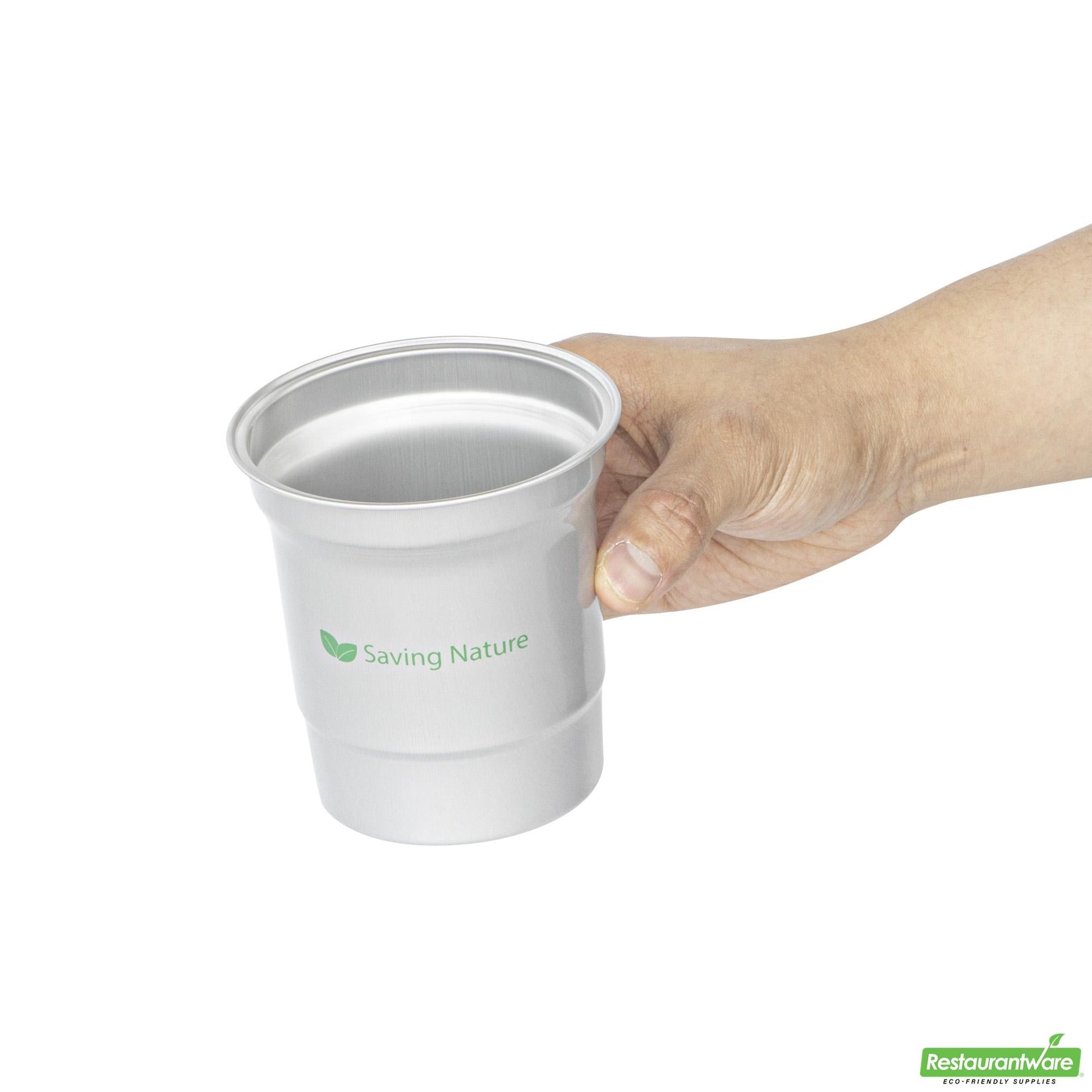 Wholesale Restaurantware Saving Nature 16 Oz Aluminum Drinking Cup - 3.9" X 3.9" X 4.1"- Bulk