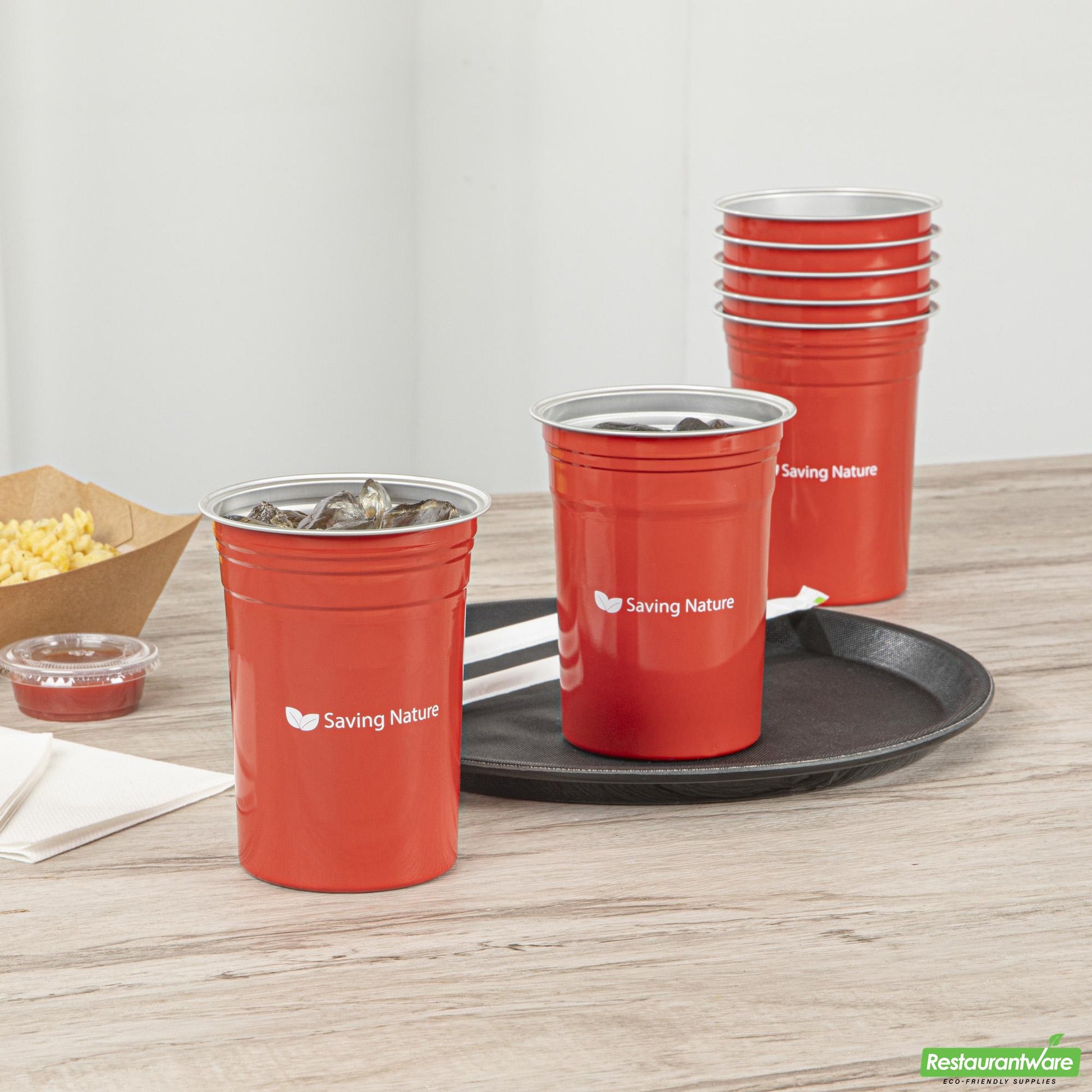 Wholesale Restaurantware Saving Nature 20 Oz Red Aluminum Drinking Cup - 3.9" X 3.9" X 5"- Bulk