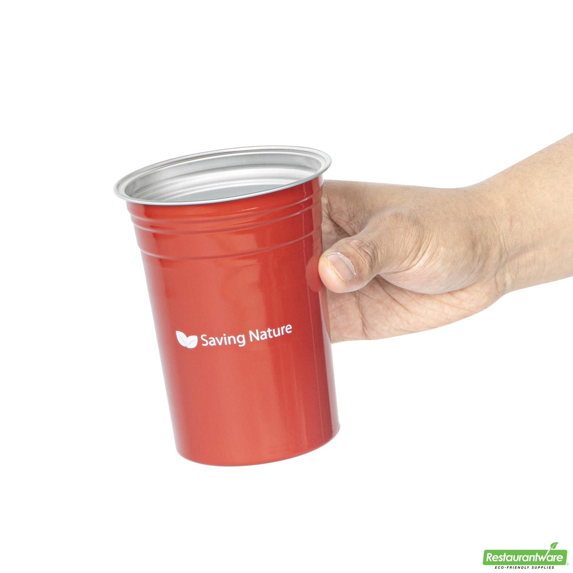 Wholesale Restaurantware Saving Nature 20 Oz Red Aluminum Drinking Cup - 3.9" X 3.9" X 5"- Bulk