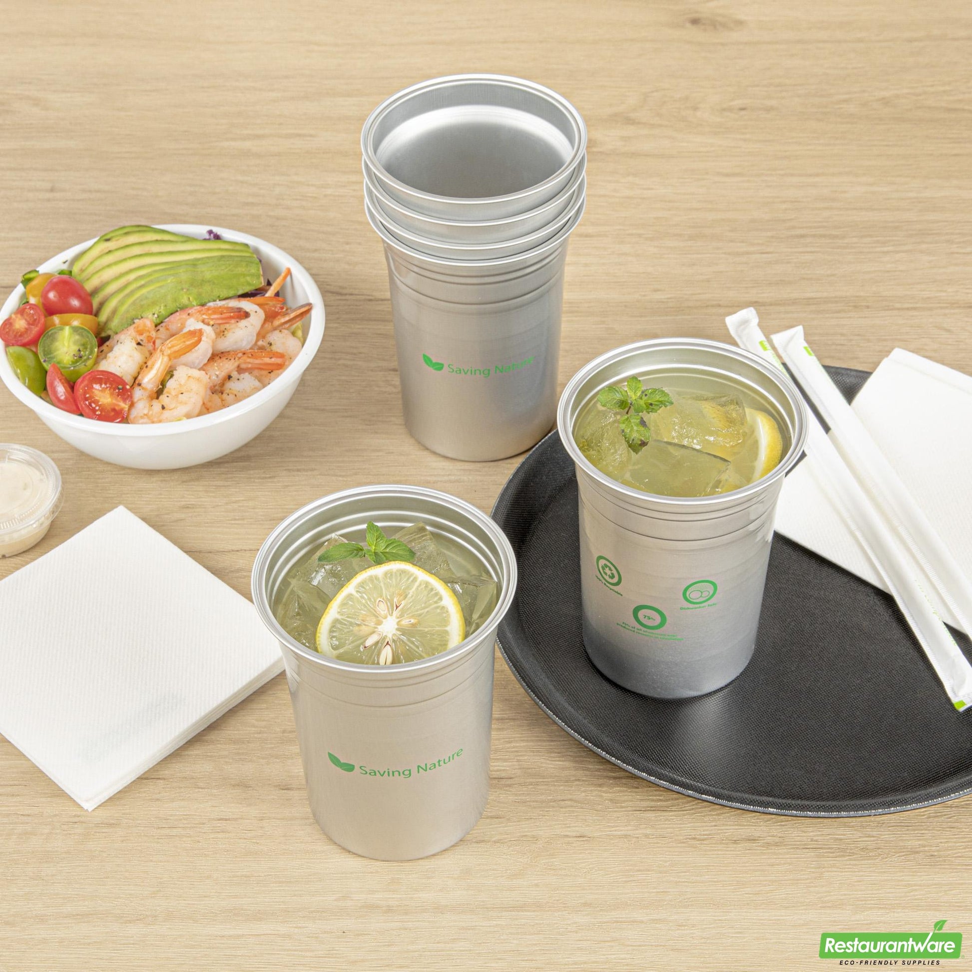 Wholesale Restaurantware Saving Nature 20 Oz Aluminum Drinking Cup - 3.9" X 3.9" X 5"- Bulk