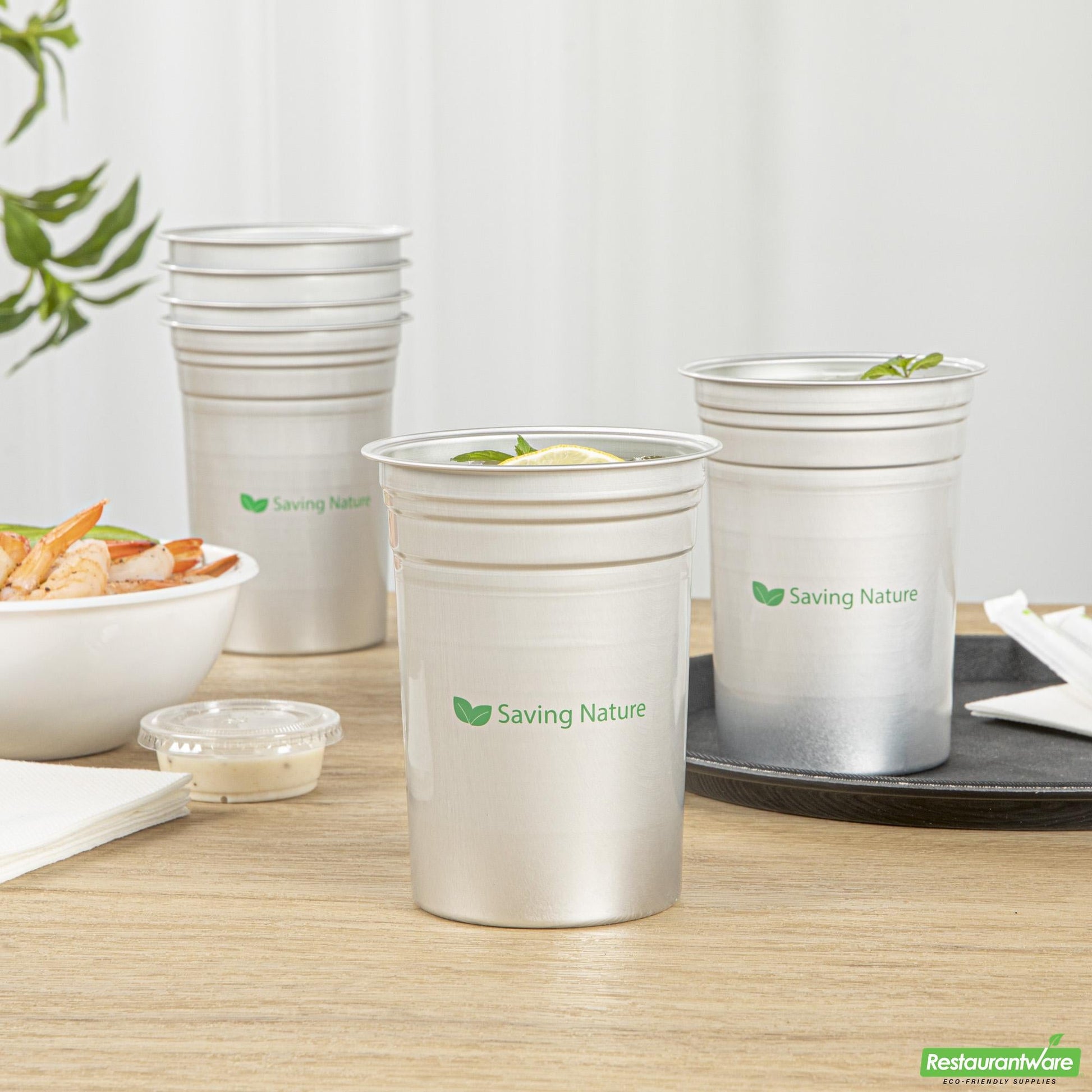 Wholesale Restaurantware Saving Nature 20 Oz Aluminum Drinking Cup - 3.9" X 3.9" X 5"- Bulk