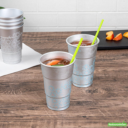 Wholesale Restaurantware Saving Nature 20 Oz Aluminum Color Changing Drinking Cup - 3 1/2'' X 3 1/2'' X 5 1/2'' - 4 Count Box- Bulk