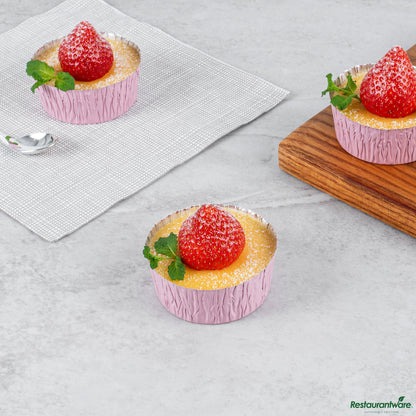 Wholesale Restaurantware 3 Oz Round Pink Foil Ramekin Cup - 2.4" X 2.4" X 1.1"- Bulk