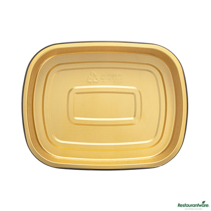 Wholesale Restaurantware 70 Oz Oblong Black and Gold Heavy-Duty Foil Entree / Take Out Pan - 11.3"×8.8"×2"- Bulk