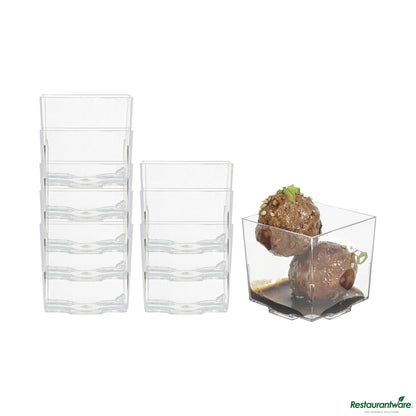 Wholesale Restaurantware 3 Oz Square Clear Plastic Quadrato Cup - 1 3/4" X 1 3/4" X 1 1/2"- Bulk