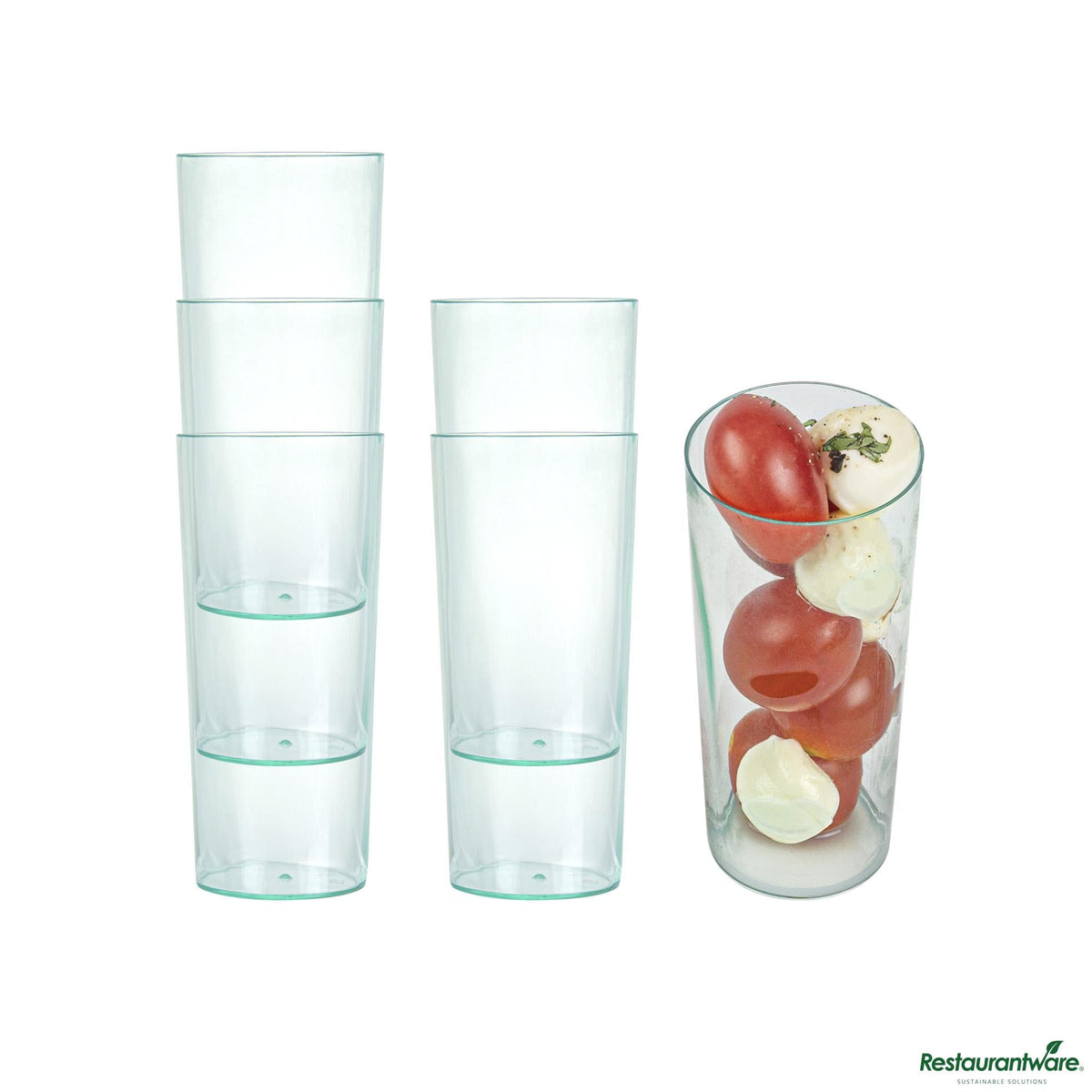 Wholesale Restaurantware 5 Oz Round Seagreen Plastic Cannello Cocktail Glass - 1 3/4" X 1 3/4" X 4"- Bulk