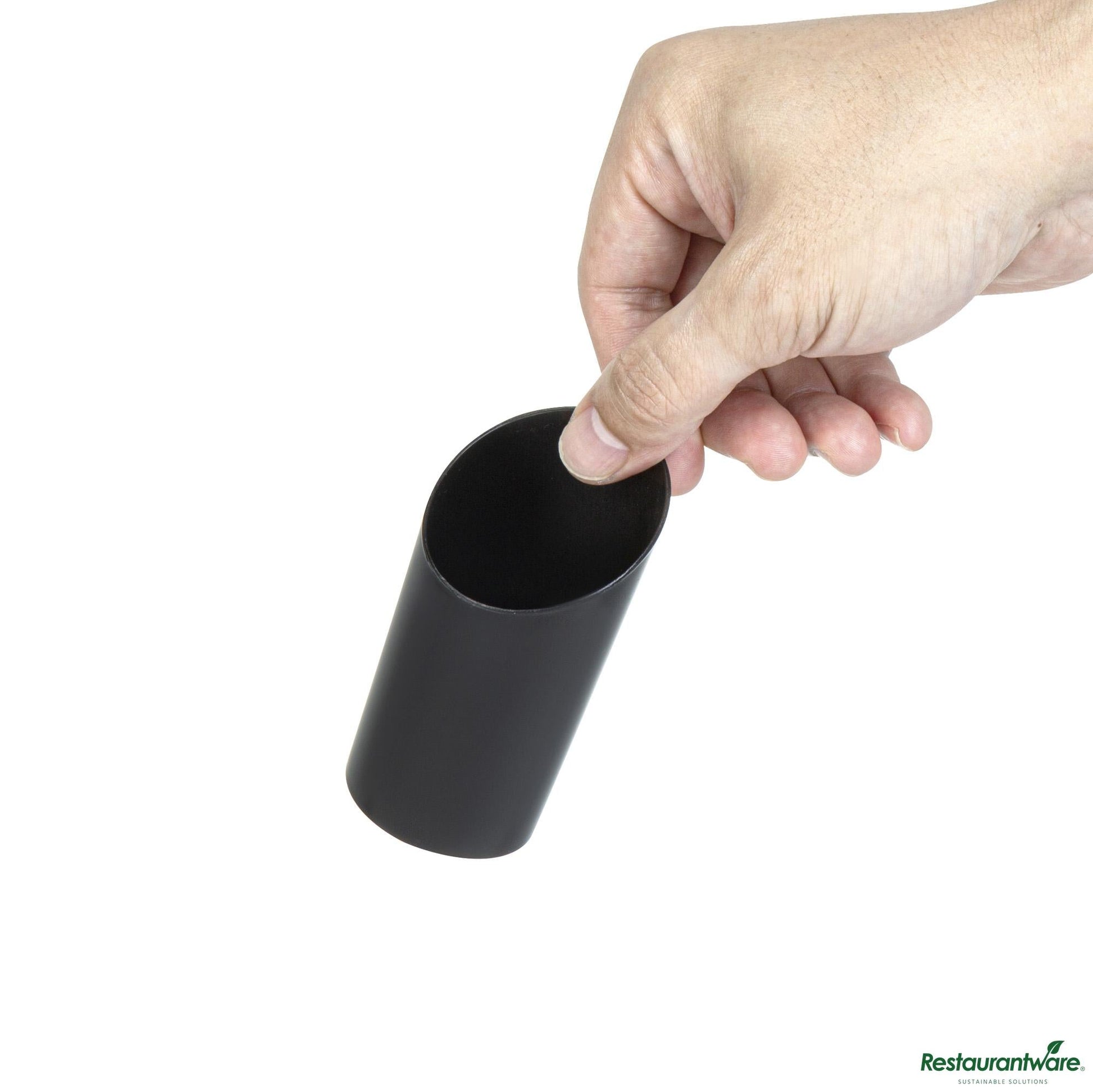 Wholesale Restaurantware 3 Oz Round Incline Shot Glass - Black, Plastic - 2" X 2" X 3 1/4"- Bulk