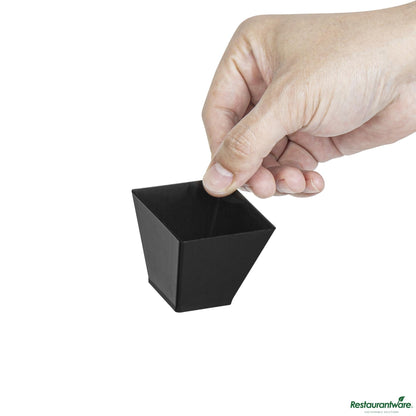 Wholesale Restaurantware 2 Oz Square Black Plastic Mini Kova Cup - 2" X 2" X 1 3/4"- Bulk