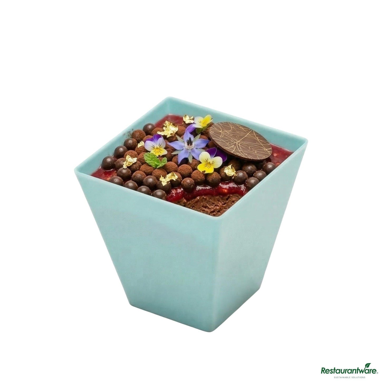 Wholesale Restaurantware 2 Oz Square Baby Blue Plastic Mini Kova Cup - Limited Edition - 2" X 2" X 1 3/4"- Bulk