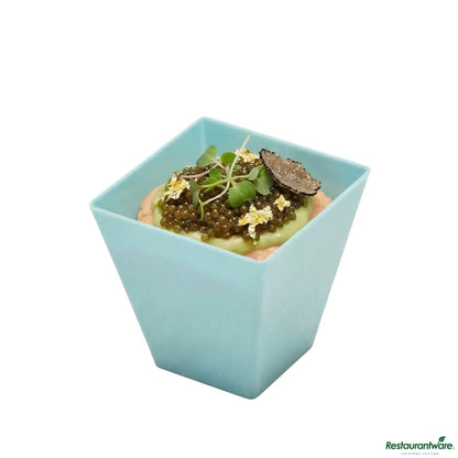 Wholesale Restaurantware 2 Oz Square Baby Blue Plastic Mini Kova Cup - Limited Edition - 2" X 2" X 1 3/4"- Bulk