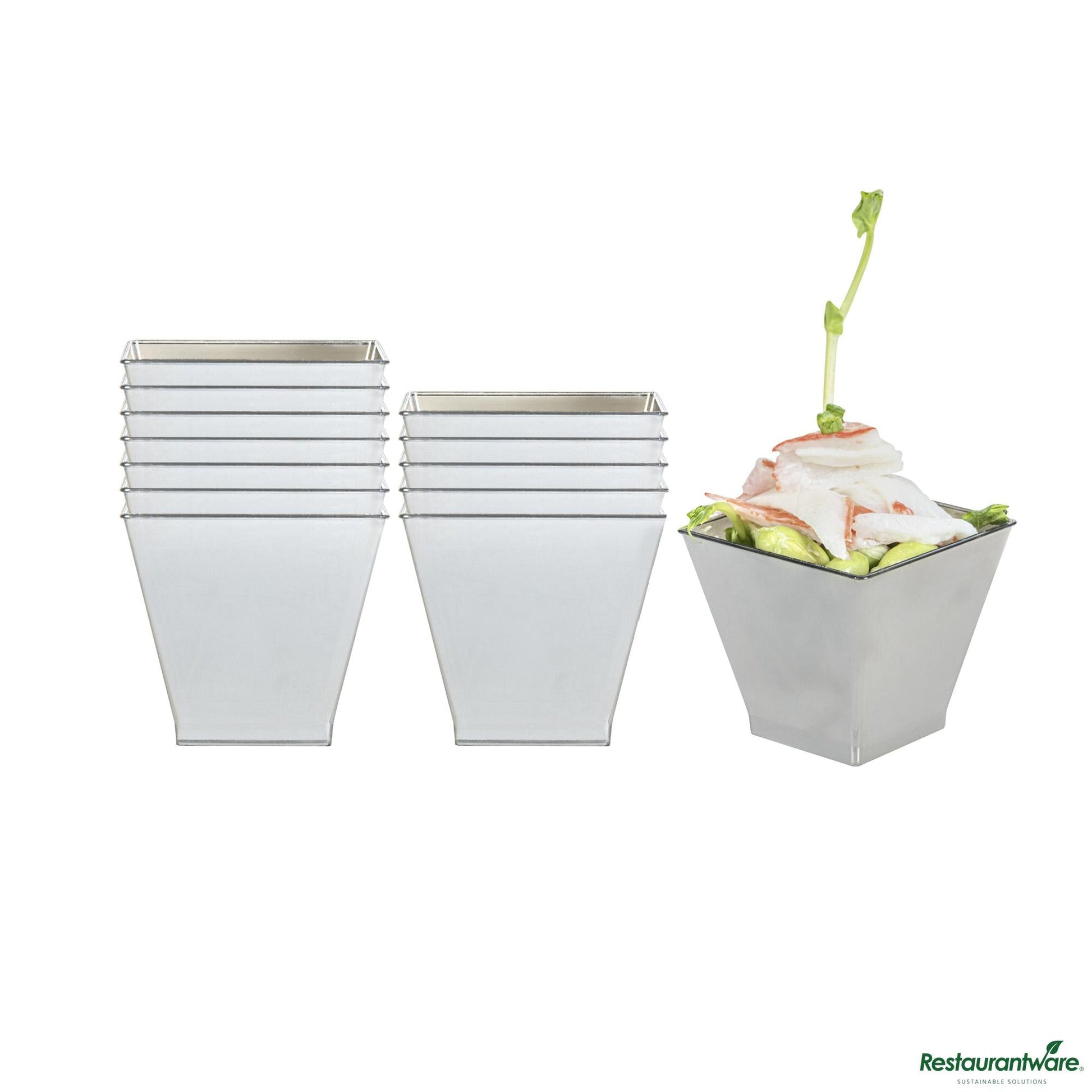 Wholesale Restaurantware 2 Oz Square Smoked Gray Plastic Mini Kova Cup - 2" X 2" X 1 3/4"- Bulk