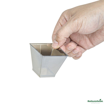 Wholesale Restaurantware 2 Oz Square Smoked Gray Plastic Mini Kova Cup - 2" X 2" X 1 3/4"- Bulk