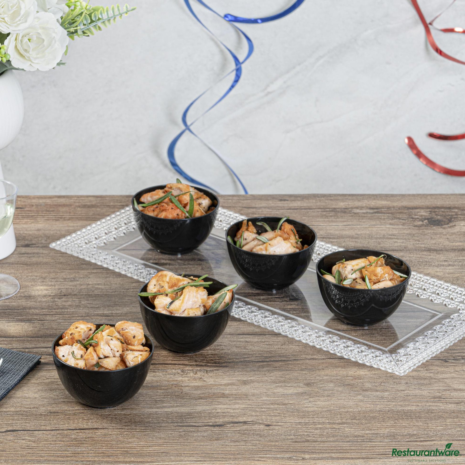 Wholesale Restaurantware 4 Oz Round Black Plastic Bodega Cup - 3" X 3" X 1 3/4"- Bulk