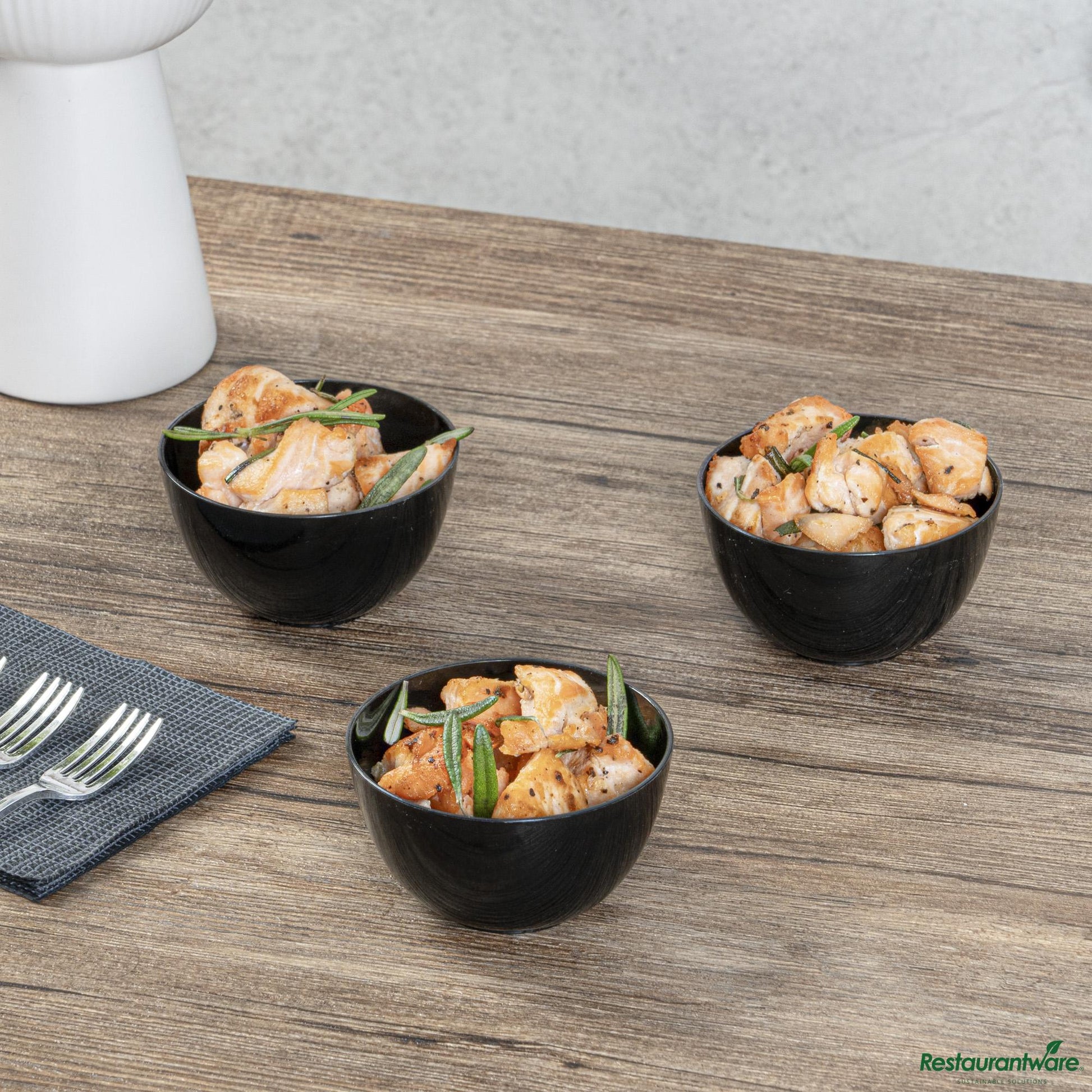 Wholesale Restaurantware 4 Oz Round Black Plastic Bodega Cup - 3" X 3" X 1 3/4"- Bulk