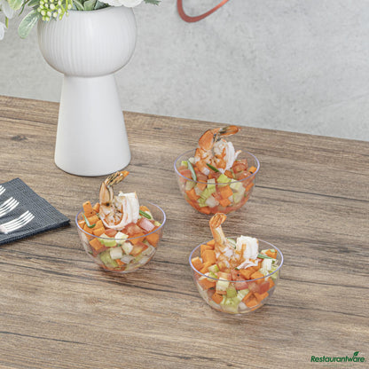 Wholesale Restaurantware 4 Oz Round Clear Plastic Bodega Cup - 3" X 3" X 1 3/4"- Bulk