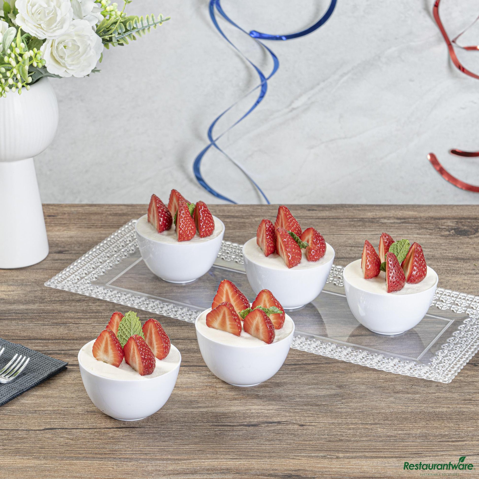 Wholesale Restaurantware 4 Oz Round White Plastic Bodega Cup - 3" X 3" X 1 3/4"- Bulk