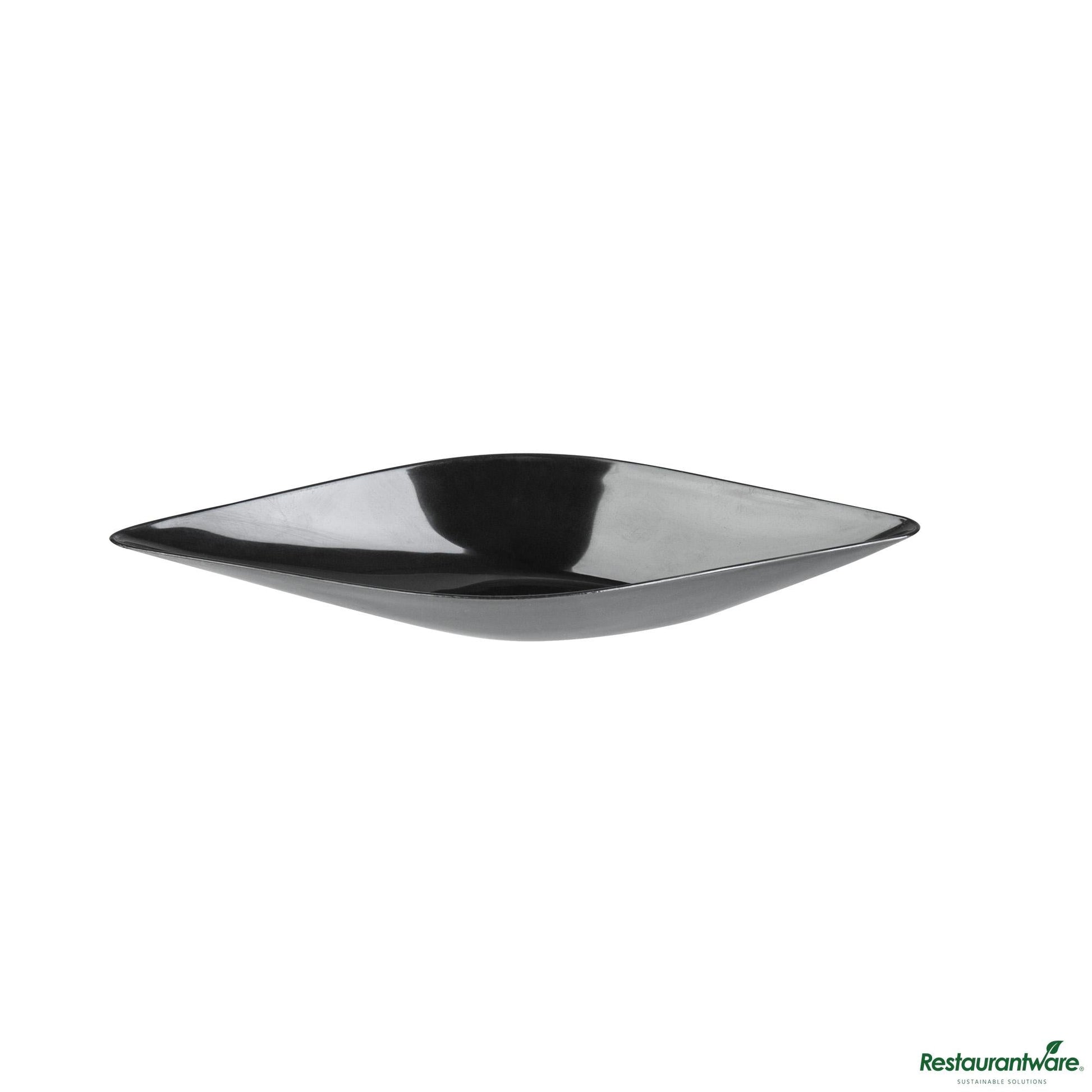 Wholesale Restaurantware Diamond Black Plastic Canoe Dish - 5" X 1 1/2" X 3/4"- Bulk