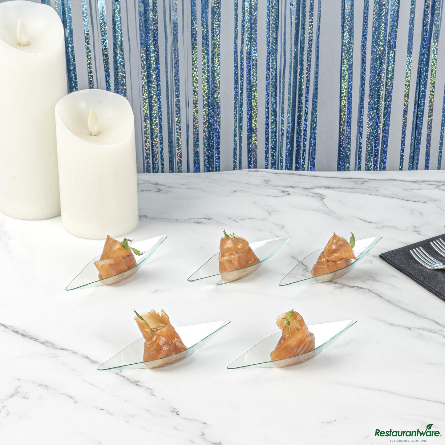 Wholesale Restaurantware Diamond Seagreen Plastic Canoe Dish - 5" X 1 1/2" X 3/4"- Bulk