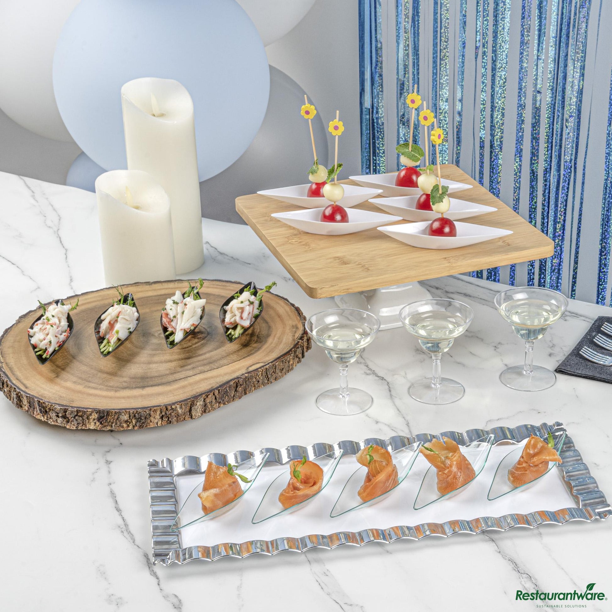 Wholesale Restaurantware Diamond Seagreen Plastic Canoe Dish - 5" X 1 1/2" X 3/4"- Bulk