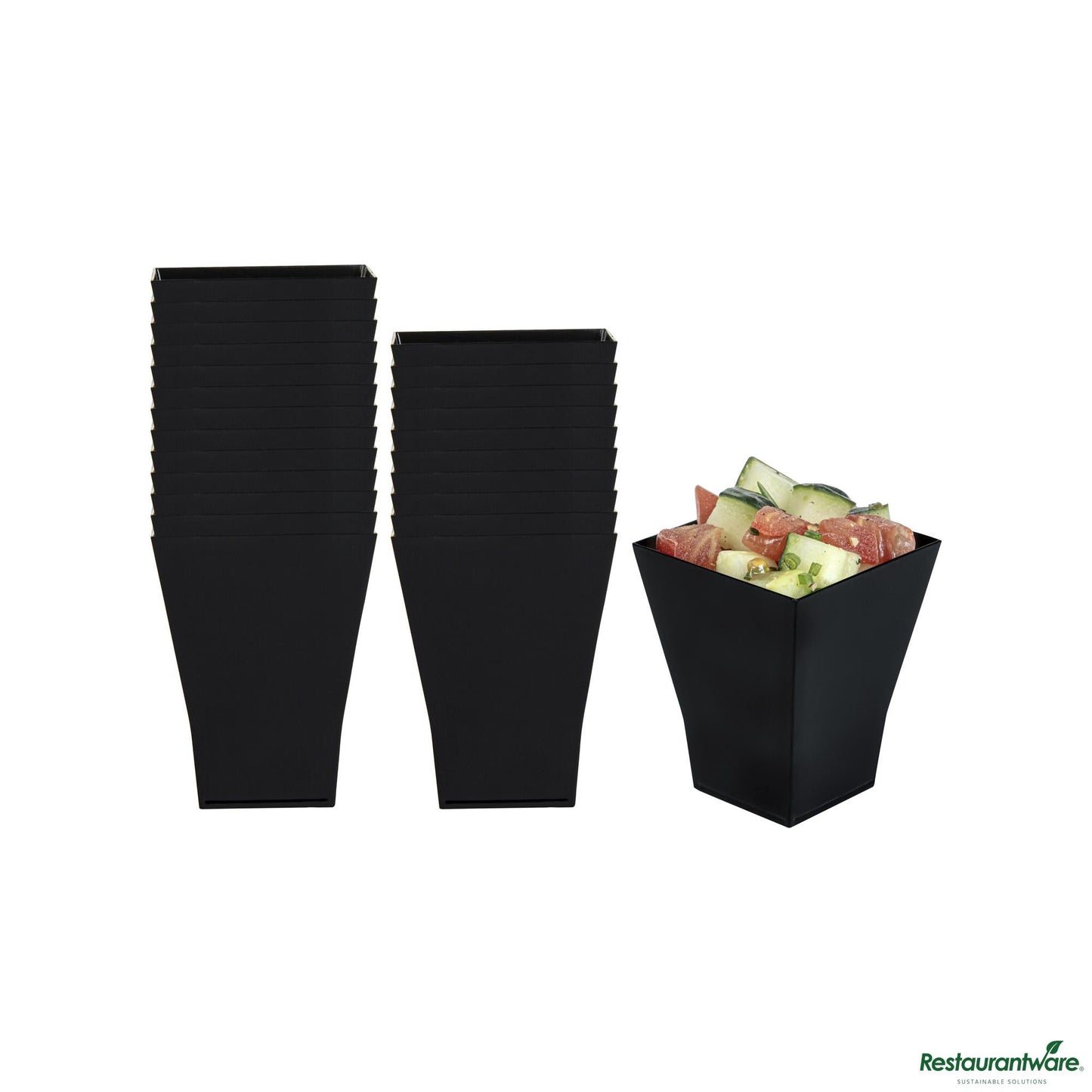 Wholesale Restaurantware 2 Oz Square Black Plastic Bonito Cup - 1 3/4" X 1 3/4" X 2 1/4"- Bulk
