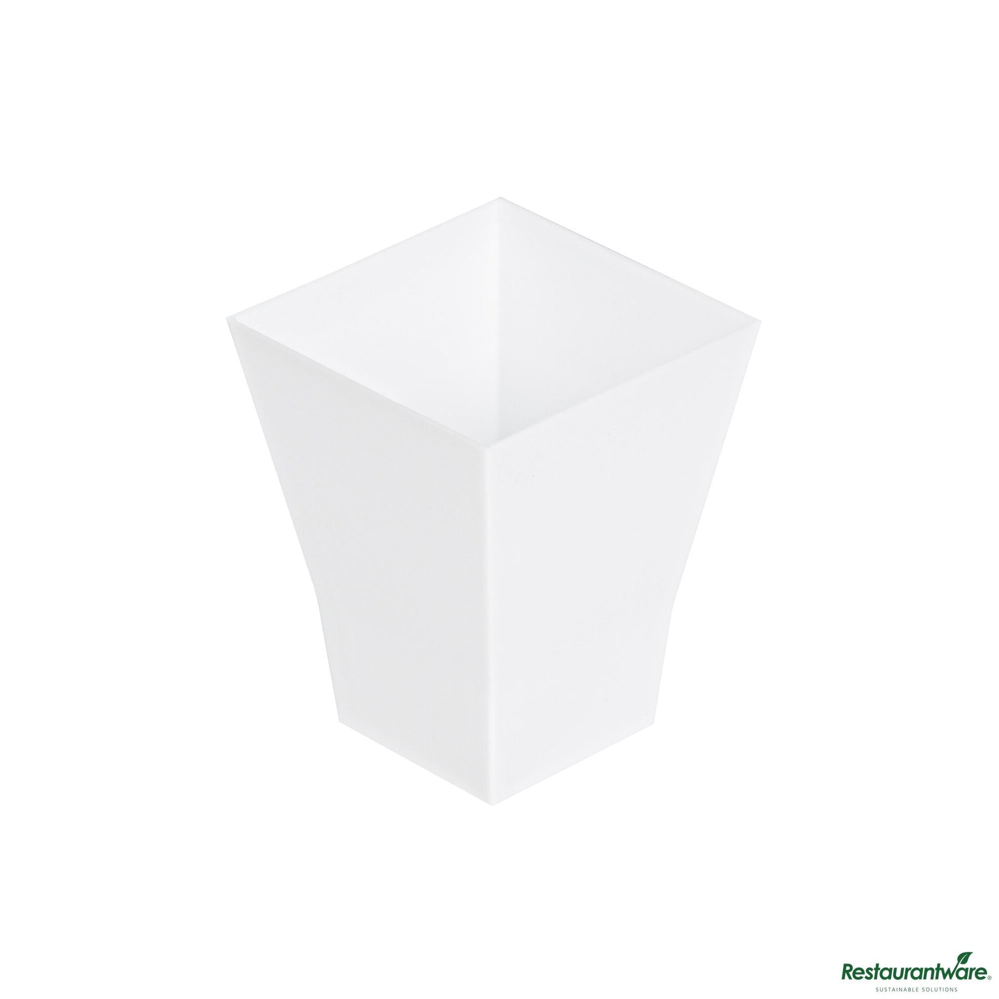 Wholesale Restaurantware 2 Oz Square White Plastic Bonito Cup - 1 3/4" X 1 3/4" X 2 1/4"- Bulk