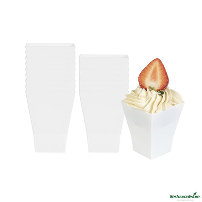 Wholesale Restaurantware 2 Oz Square White Plastic Bonito Cup - 1 3/4" X 1 3/4" X 2 1/4"- Bulk