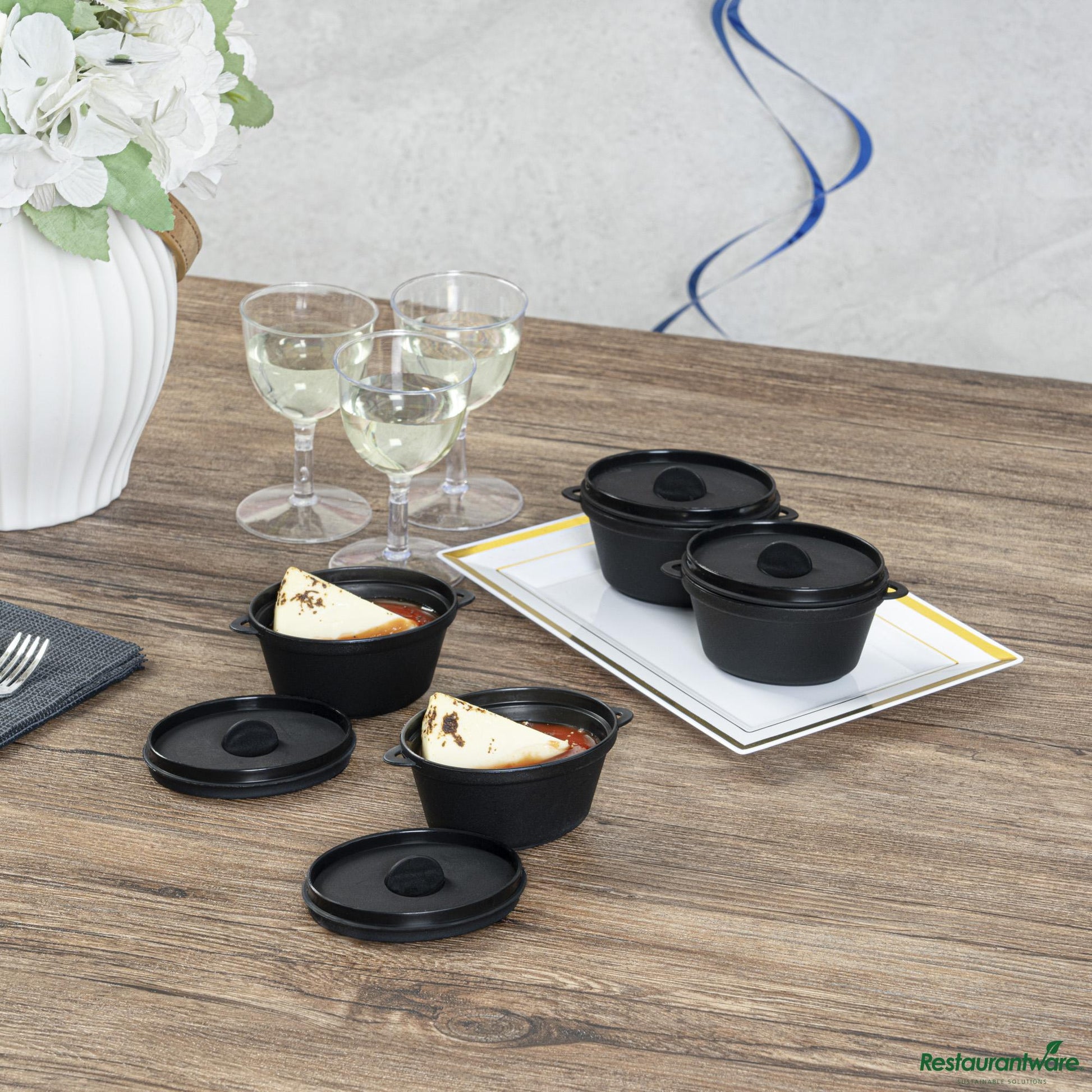 Wholesale Restaurantware Dish Plst 3 Z Blk Mini Ktl- Bulk