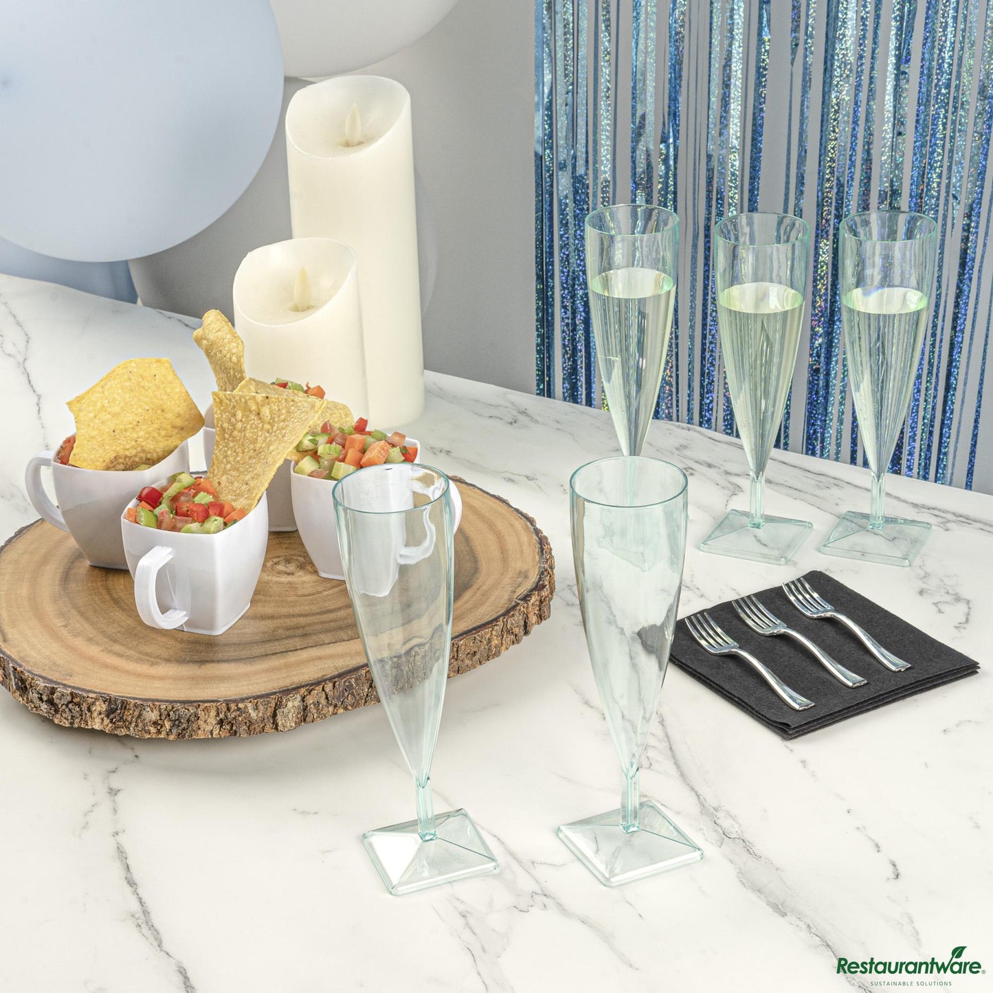 Wholesale Restaurantware 5 Oz Seagreen Plastic Champagne Flute - 2" X 2" X 7"- Bulk
