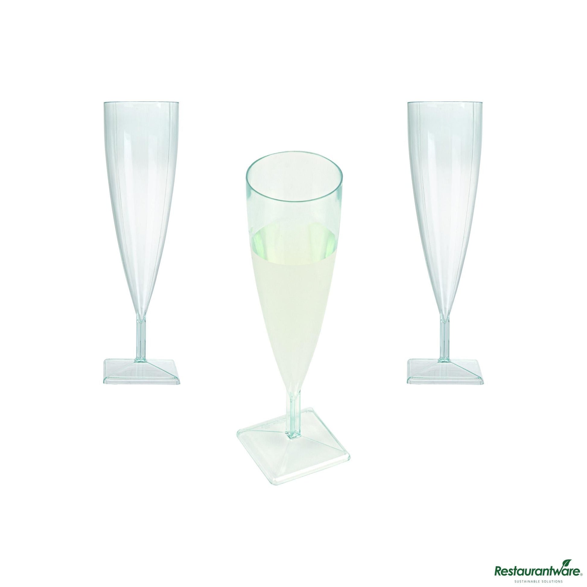 Wholesale Restaurantware 5 Oz Seagreen Plastic Champagne Flute - 2" X 2" X 7"- Bulk