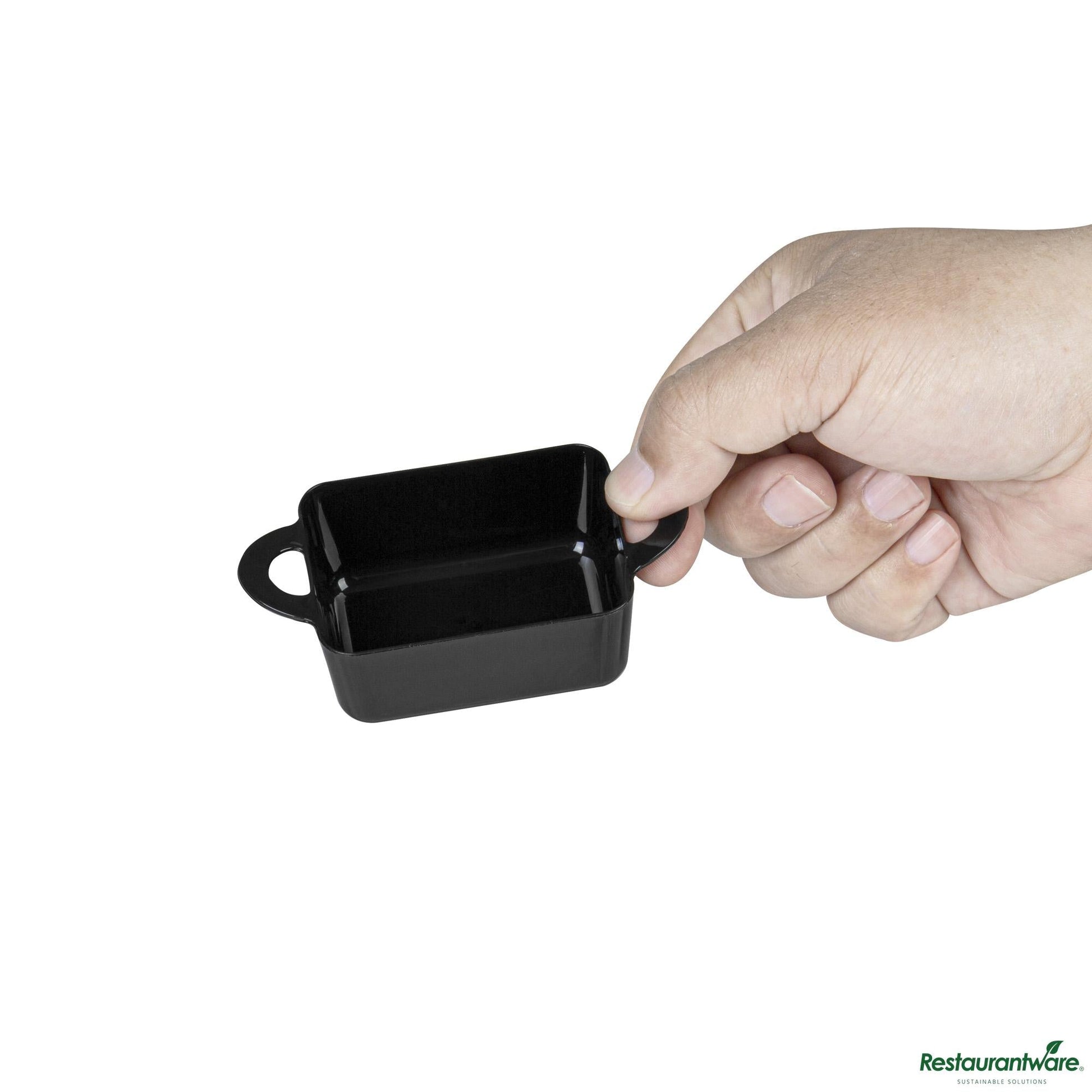 Wholesale Restaurantware 3 Oz Rectangle Black Plastic Cocotte - 3 3/4" X 2" X 1 1/2"- Bulk